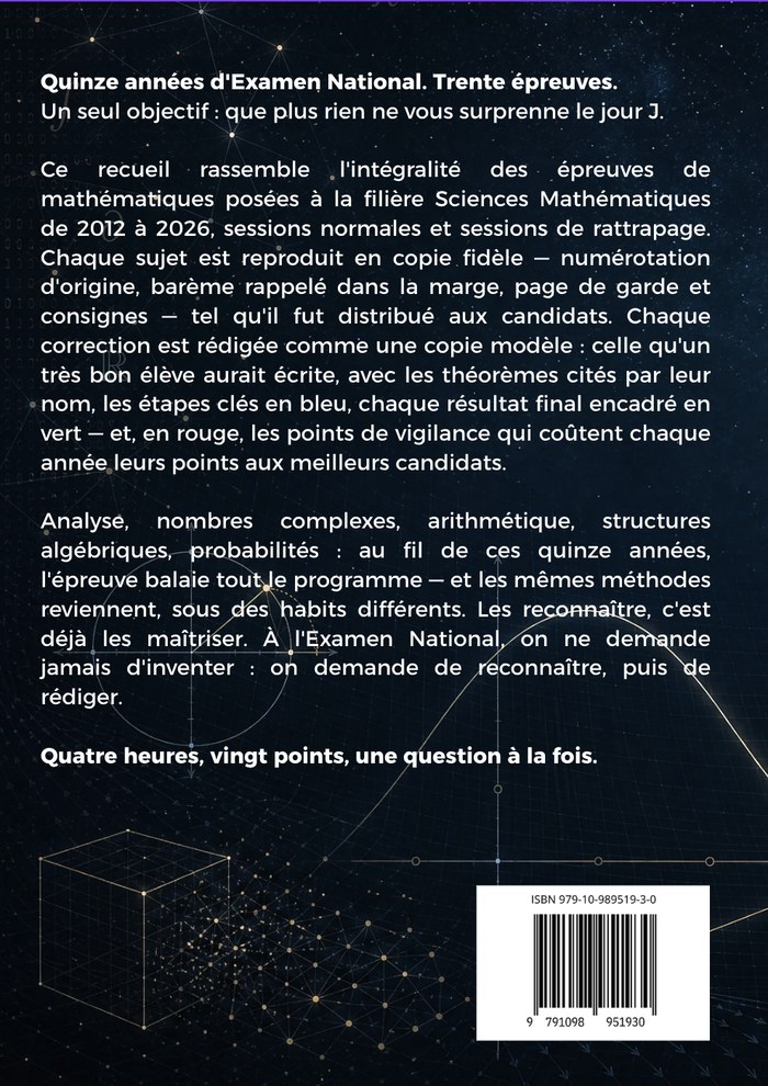 Annales Sciences Mathématiques — quatrième de couverture
