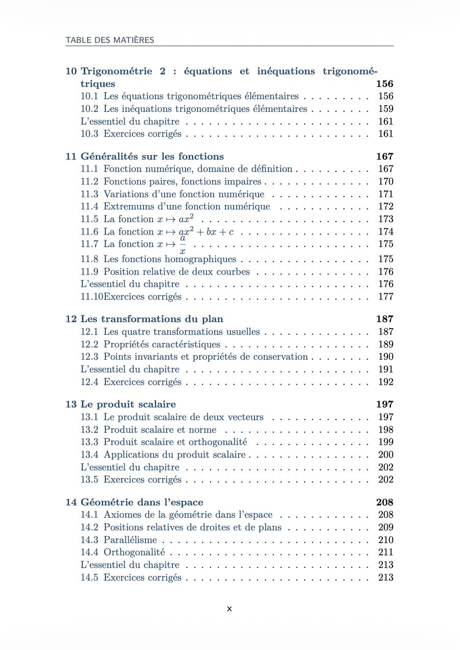 Extrait : table des matières